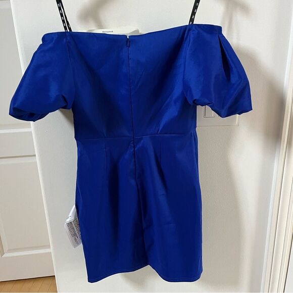 Tadashi Soji SHO Off-Shoulder Puff-Sleeve Taffeta Dress in Blue S NWT - Picture 9 of 16